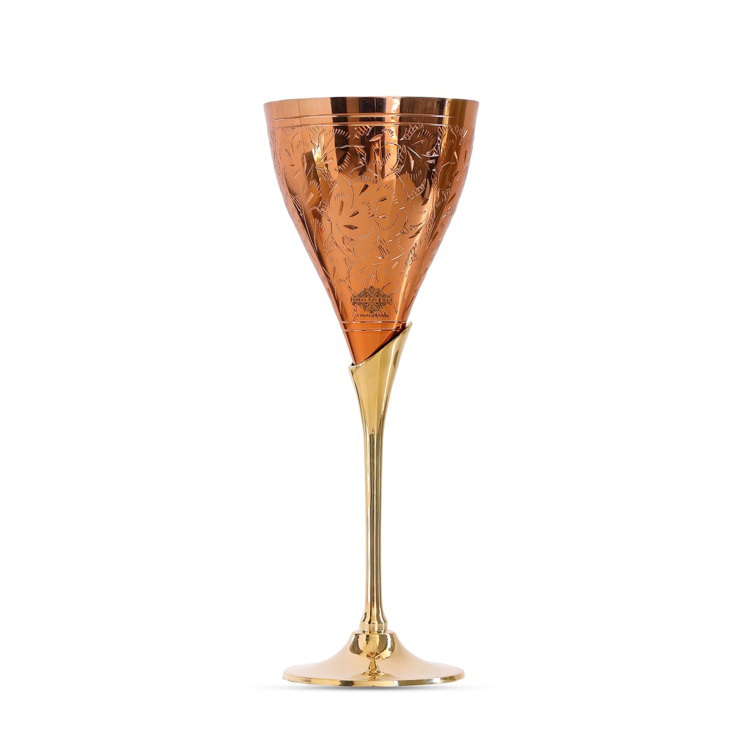 Handcrafted Pure Copper Designer Champagne Glass with Brass Stand, Drinkware, Barware