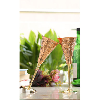 Pure Copper Designer Cocktail Glass with Brass Stand, Drinkware, Barware