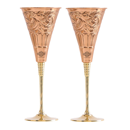 Pure Copper Designer Cocktail Glass with Brass Stand, Drinkware, Barware