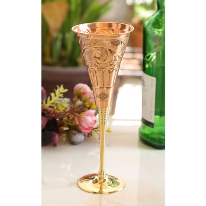 Pure Copper Designer Cocktail Glass with Brass Stand, Drinkware, Barware
