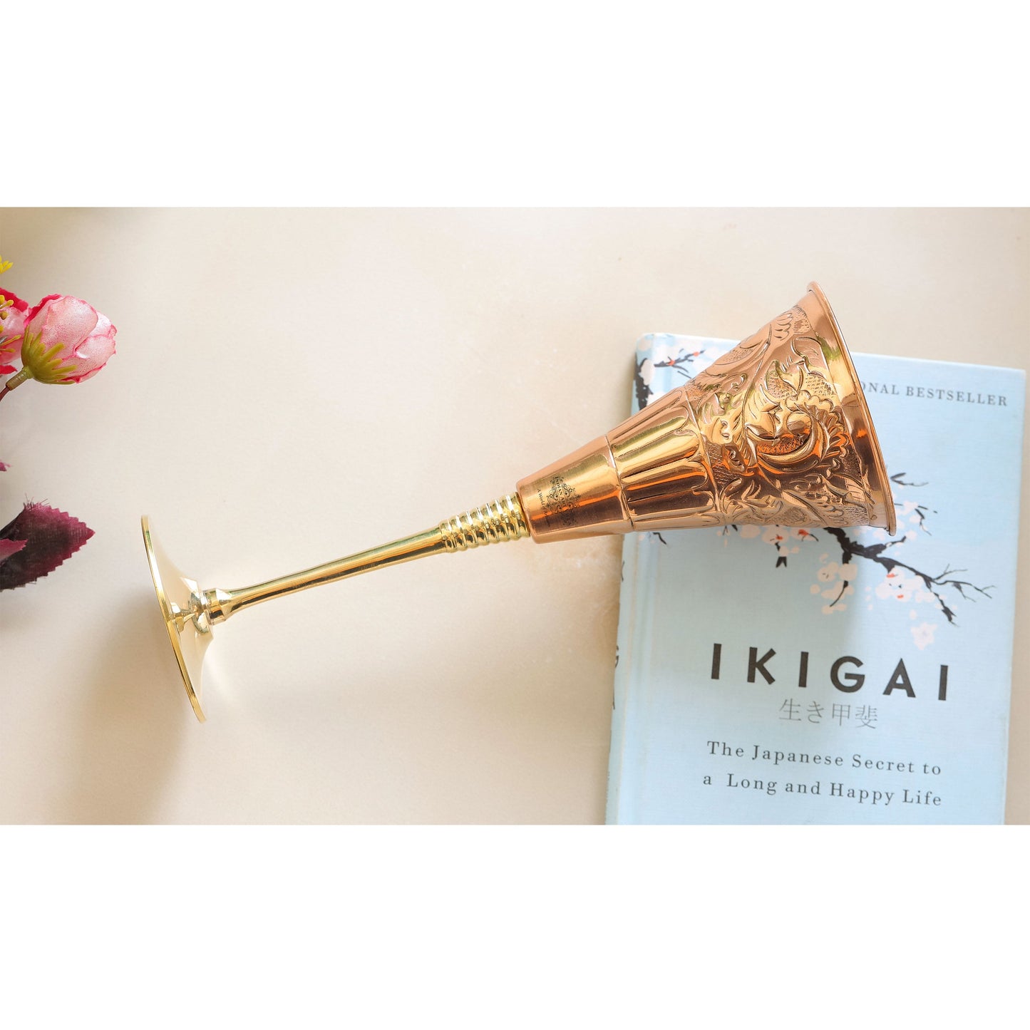 Pure Copper Designer Cocktail Glass with Brass Stand, Drinkware, Barware