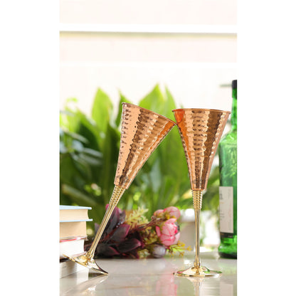 Pure Copper Designer Cocktail Glass with Brass Stand, Drinkware, Barware
