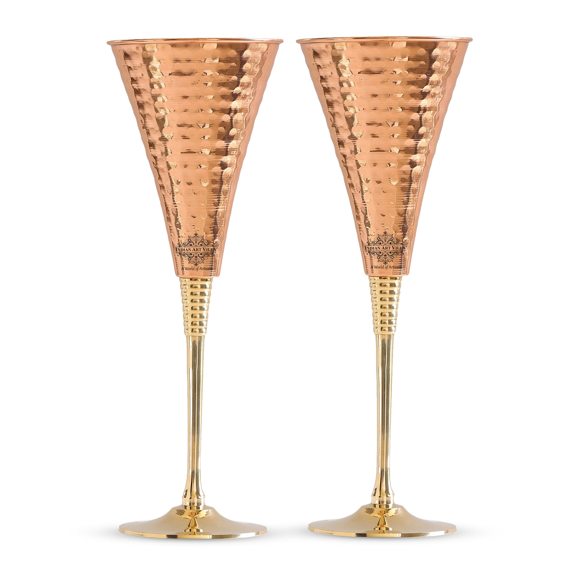 Pure Copper Designer Cocktail Glass with Brass Stand, Drinkware, Barware