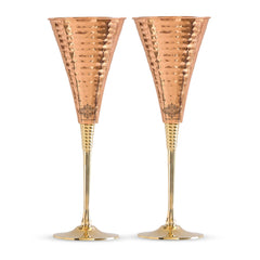 Pure Copper Designer Cocktail Glass with Brass Stand, Drinkware, Barware