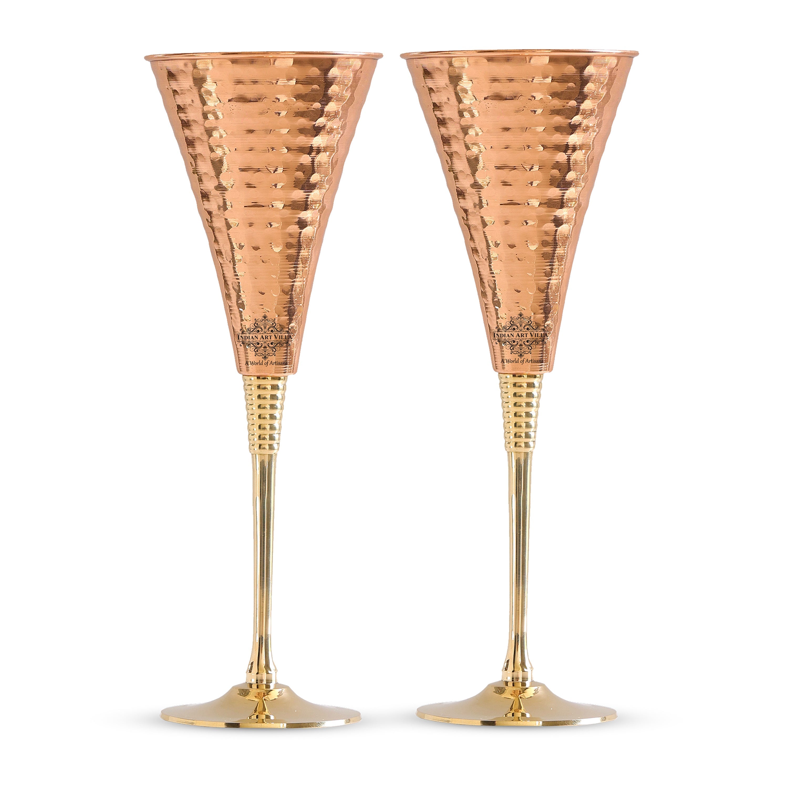 Pure Copper Designer Cocktail Glass with Brass Stand, Drinkware, Barware