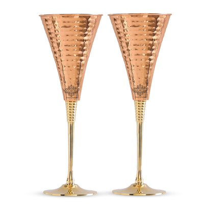 Pure Copper Designer Cocktail Glass with Brass Stand, Drinkware, Barware