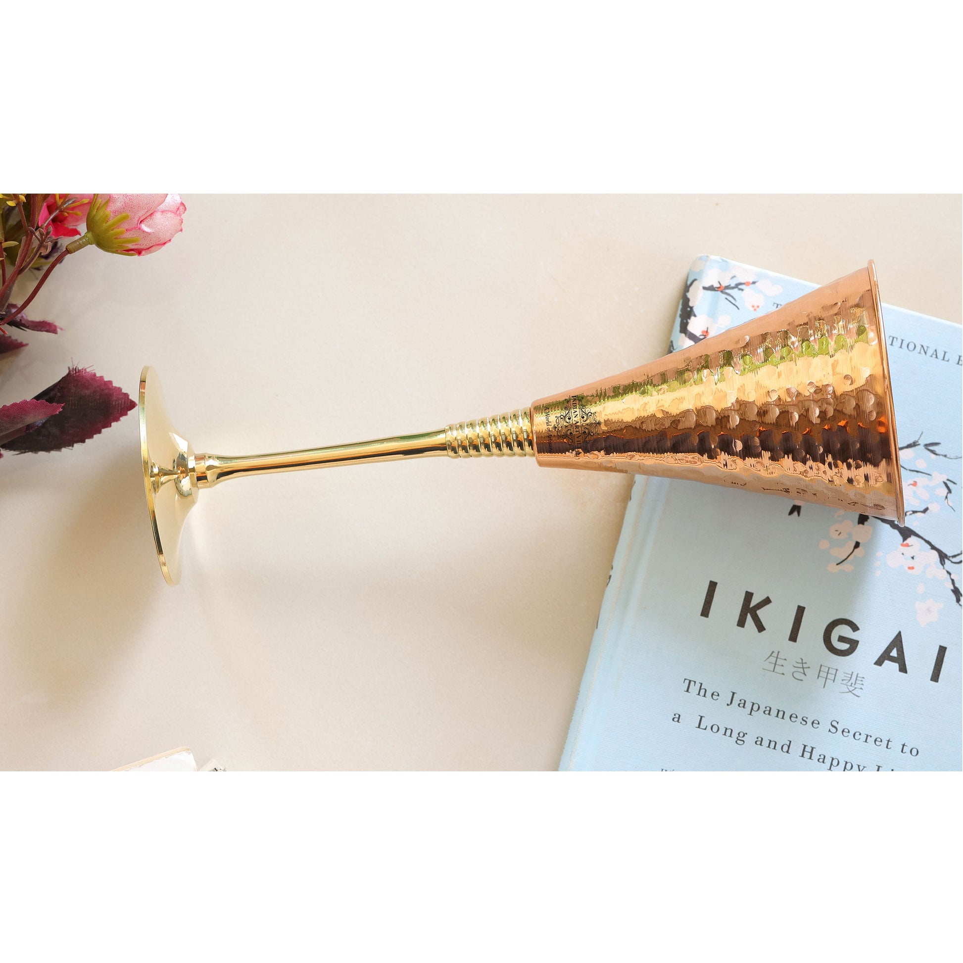 Pure Copper Designer Cocktail Glass with Brass Stand, Drinkware, Barware