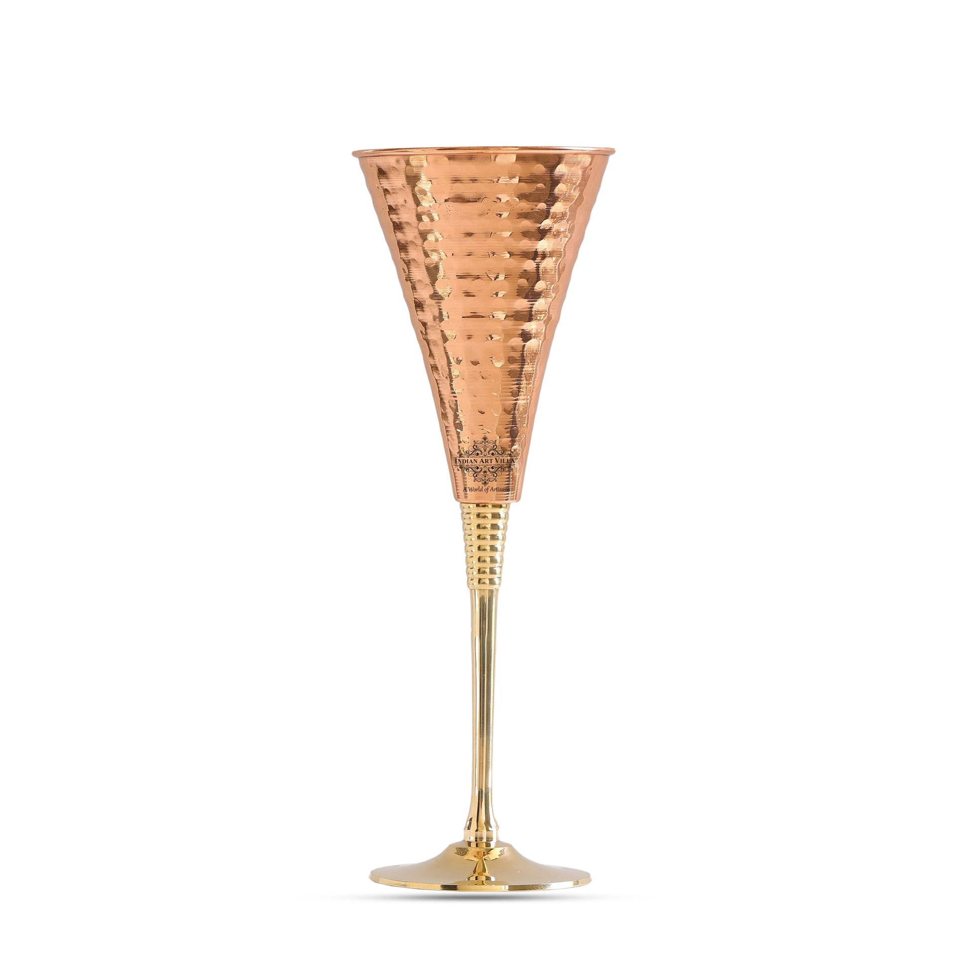 Pure Copper Designer Cocktail Glass with Brass Stand, Drinkware, Barware