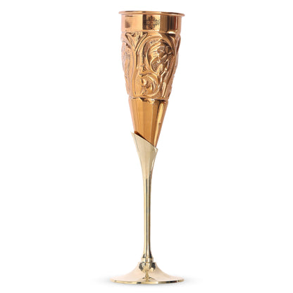 Handcrafted Pure Copper Designer Champagne Glass with Brass Stand, Barware, Drinkware