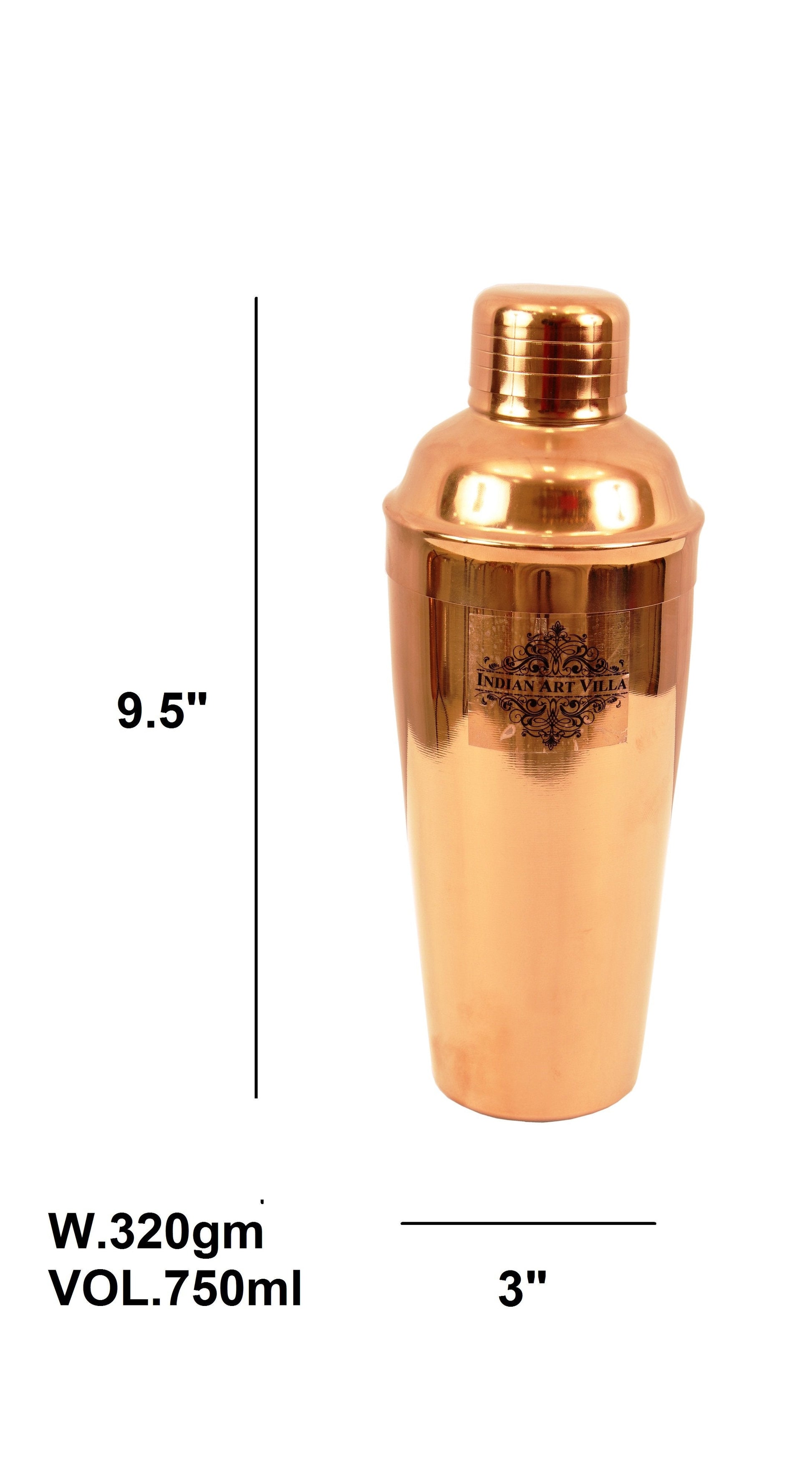 Pure Copper Cocktail & Wine Shaker – 750 ML Premium Barware