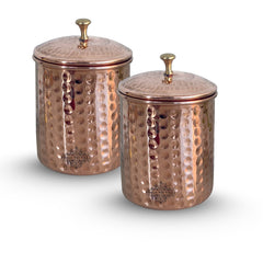 Handmade Pure Copper Hammered Design Storage box, 700ml