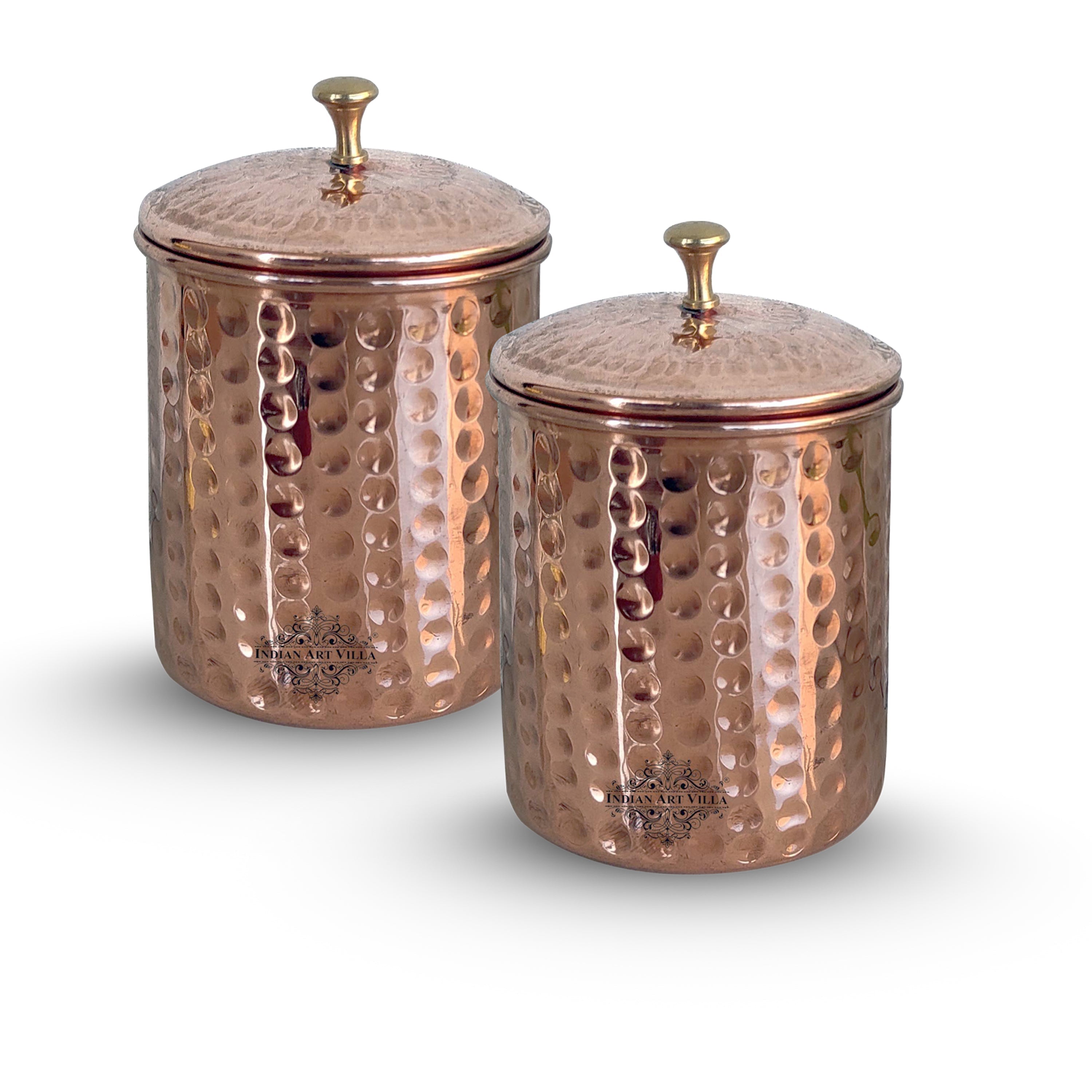 Handmade Pure Copper Hammered Design Storage box, 700ml