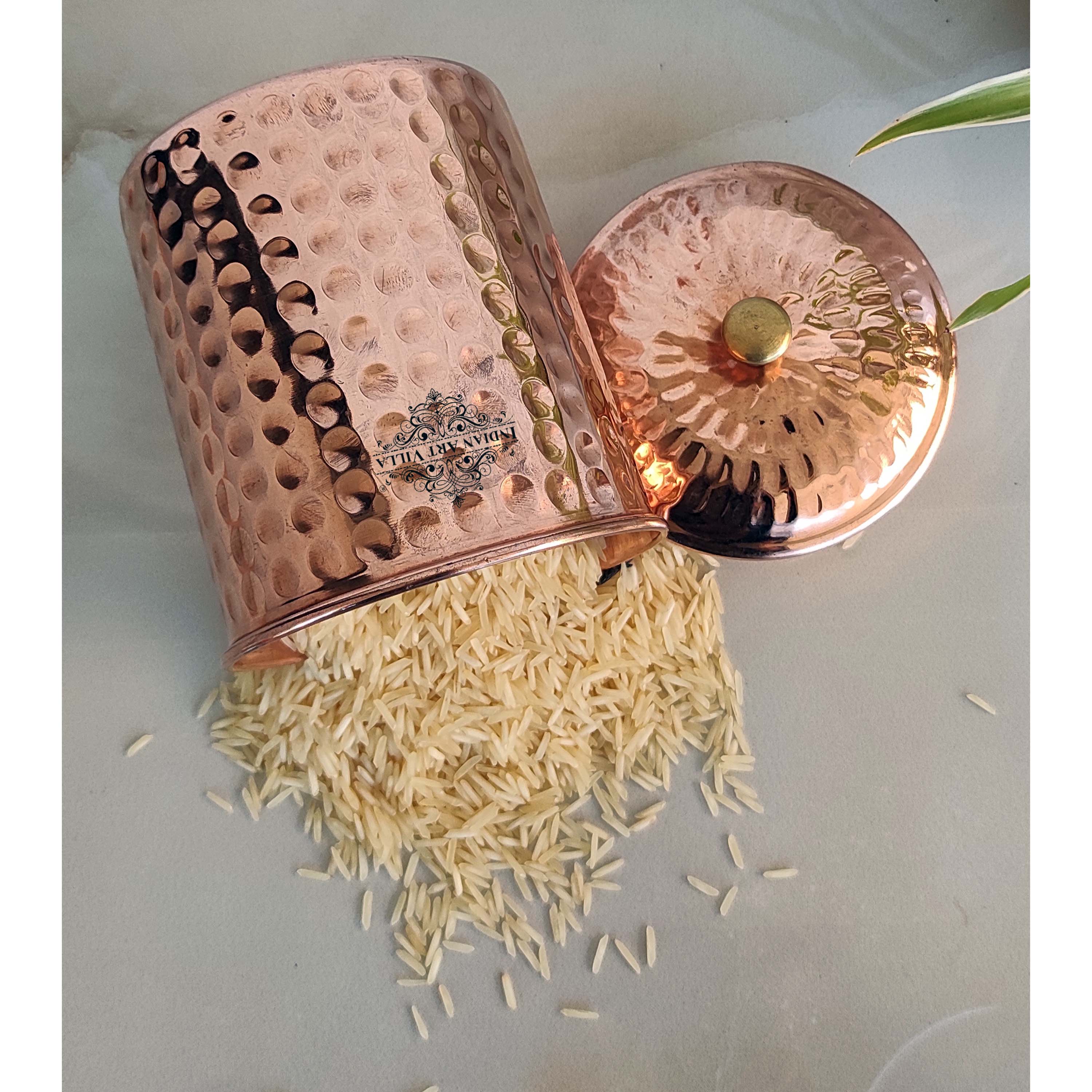 Handmade Pure Copper Hammered Design Storage box, 700ml
