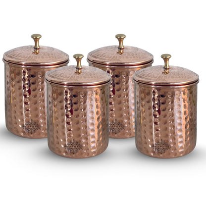Handcrafted Pure Copper Hammered Design Box, Storage Box, 950ml