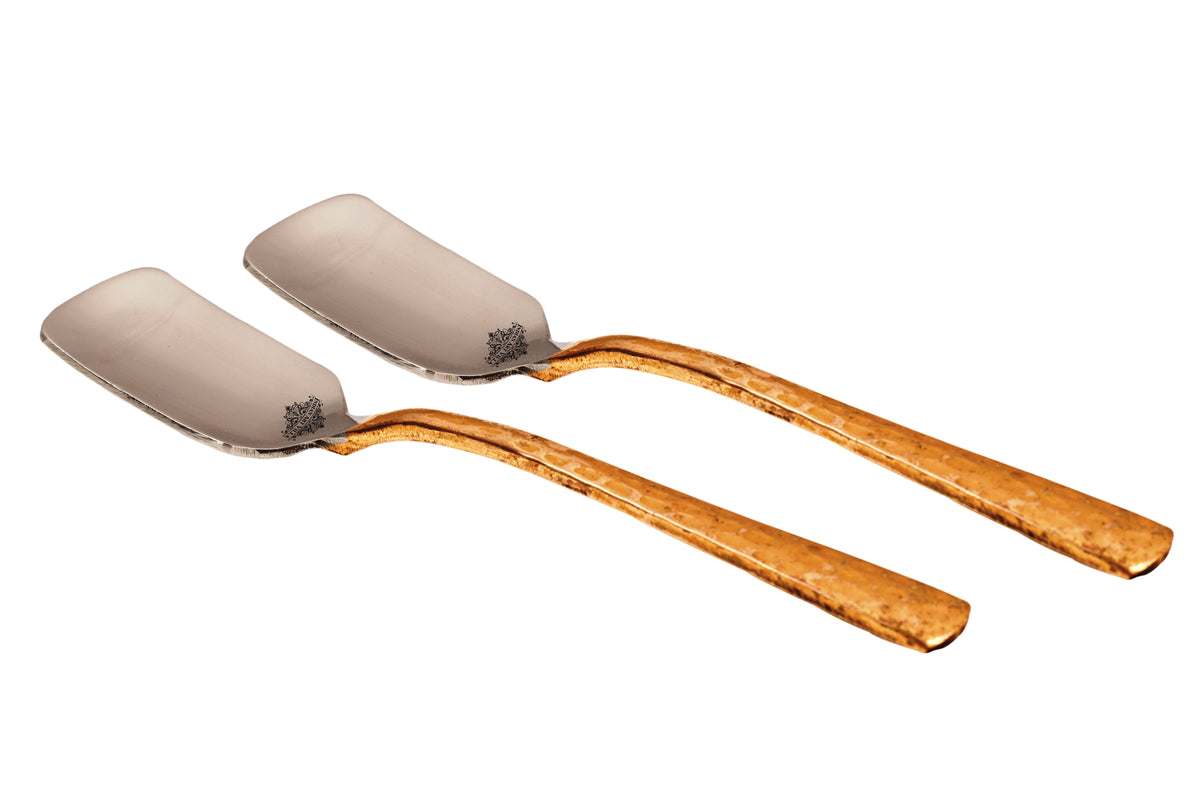 Steel Copper Ice Cream Dessert Spoon Serveware Tableware Home Hotel Restaurants