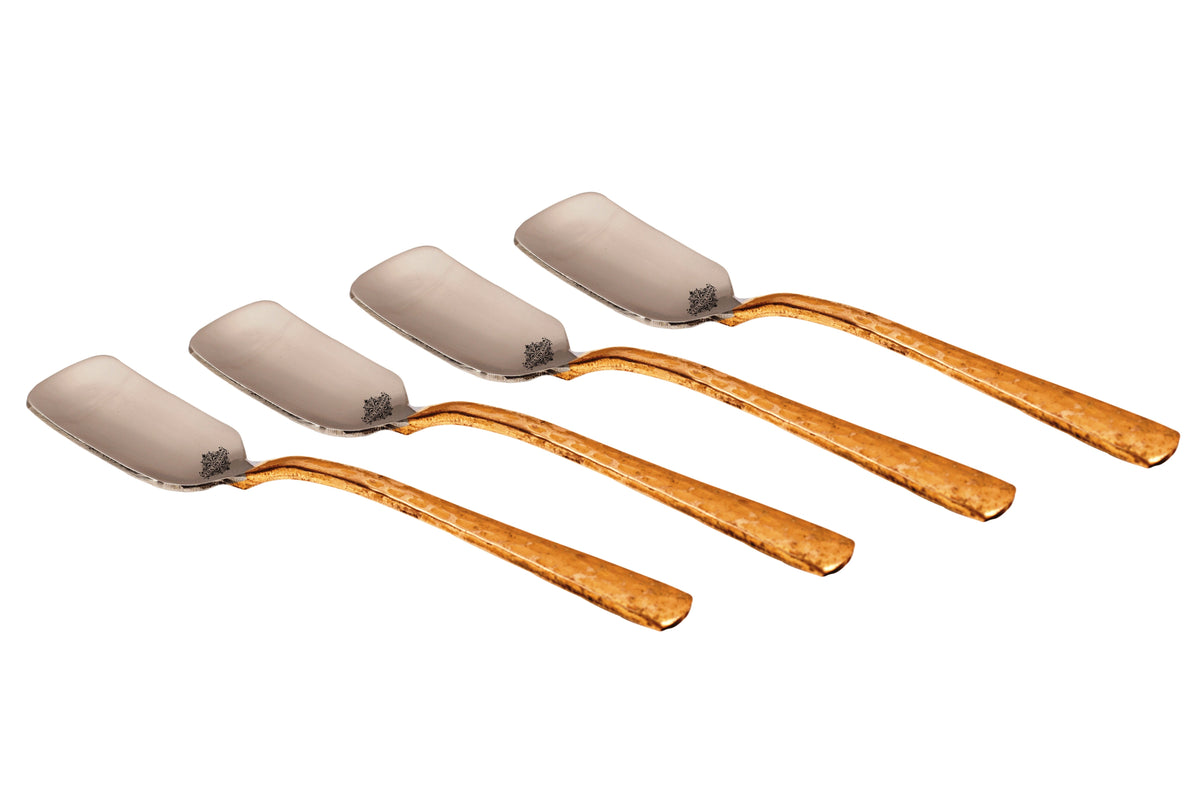 Steel Copper Ice Cream Dessert Spoon Serveware Tableware Home Hotel Restaurants