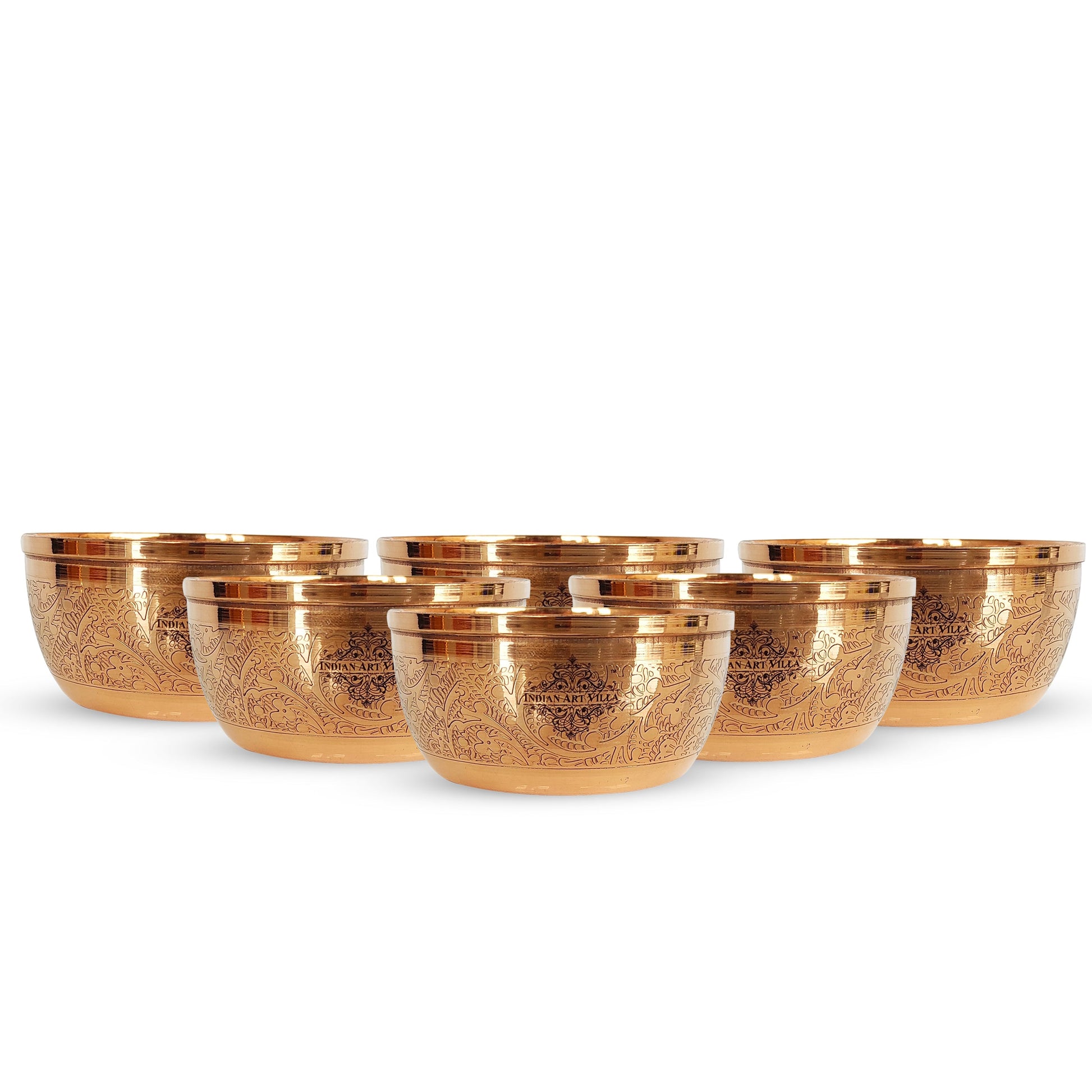 Pure Copper Embossed Design Bowl Katori,-200 ml
