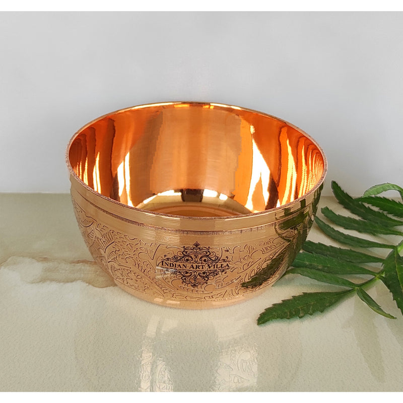 Pure Copper Embossed Design Bowl Katori,-200 ml