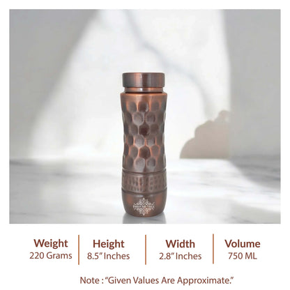 Pure Copper Water Bottle with Honeycomb Design