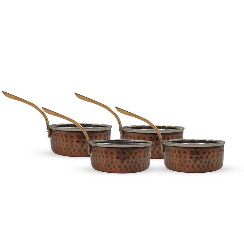 Steel Copper Antique Dark Tone Design Sauce Pan with Brass Handle, Serveware & Tableware, Hotel Restaurant