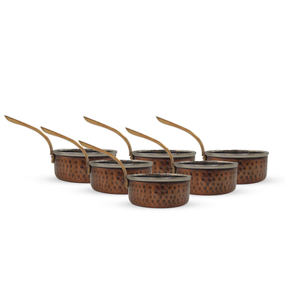 Steel Copper Antique Dark Tone Design Sauce Pan with Brass Handle, Serveware & Tableware, Hotel Restaurant