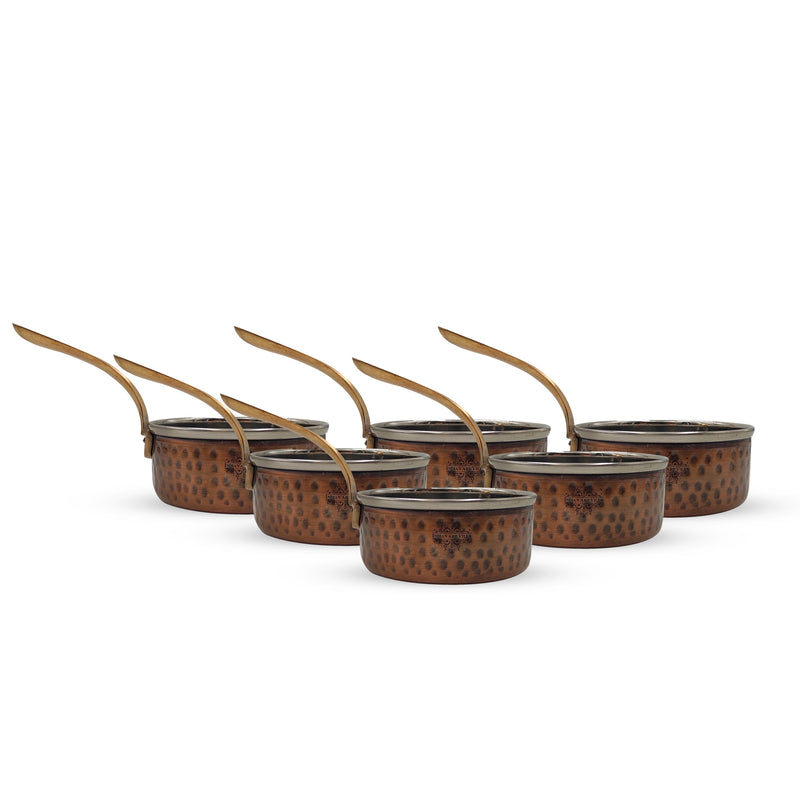 Steel Copper Antique Dark Tone Design Sauce Pan with Brass Handle, Serveware & Tableware, Hotel Restaurant
