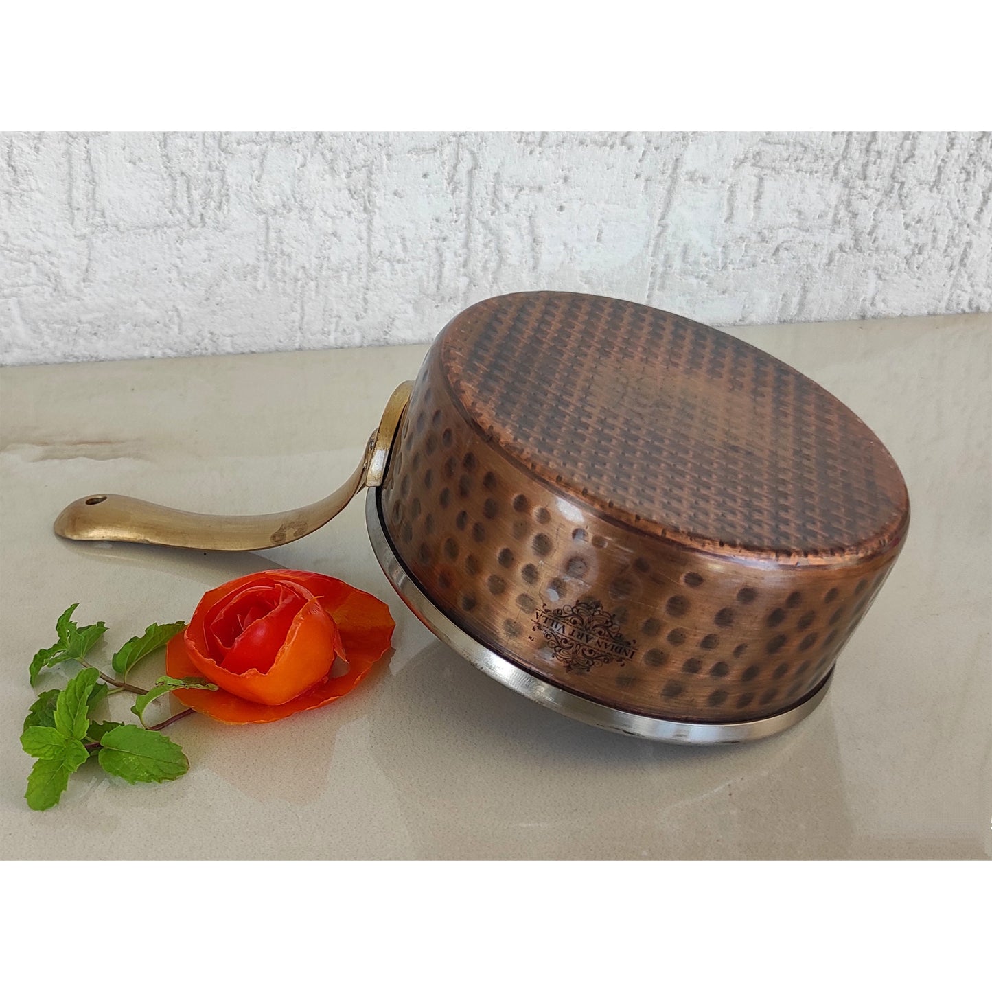 Steel Copper Antique Dark Tone Design Sauce Pan with Brass Handle, Serveware & Tableware, Hotel Restaurant