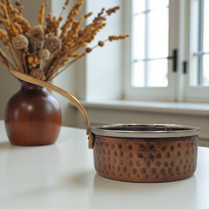 Steel Copper Antique Dark Tone Design Sauce Pan with Brass Handle, Serveware & Tableware, Hotel Restaurant