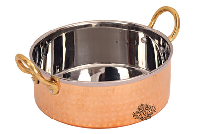 Pure Steel Copper Hammered Design Sauce Pot & Brass Handle