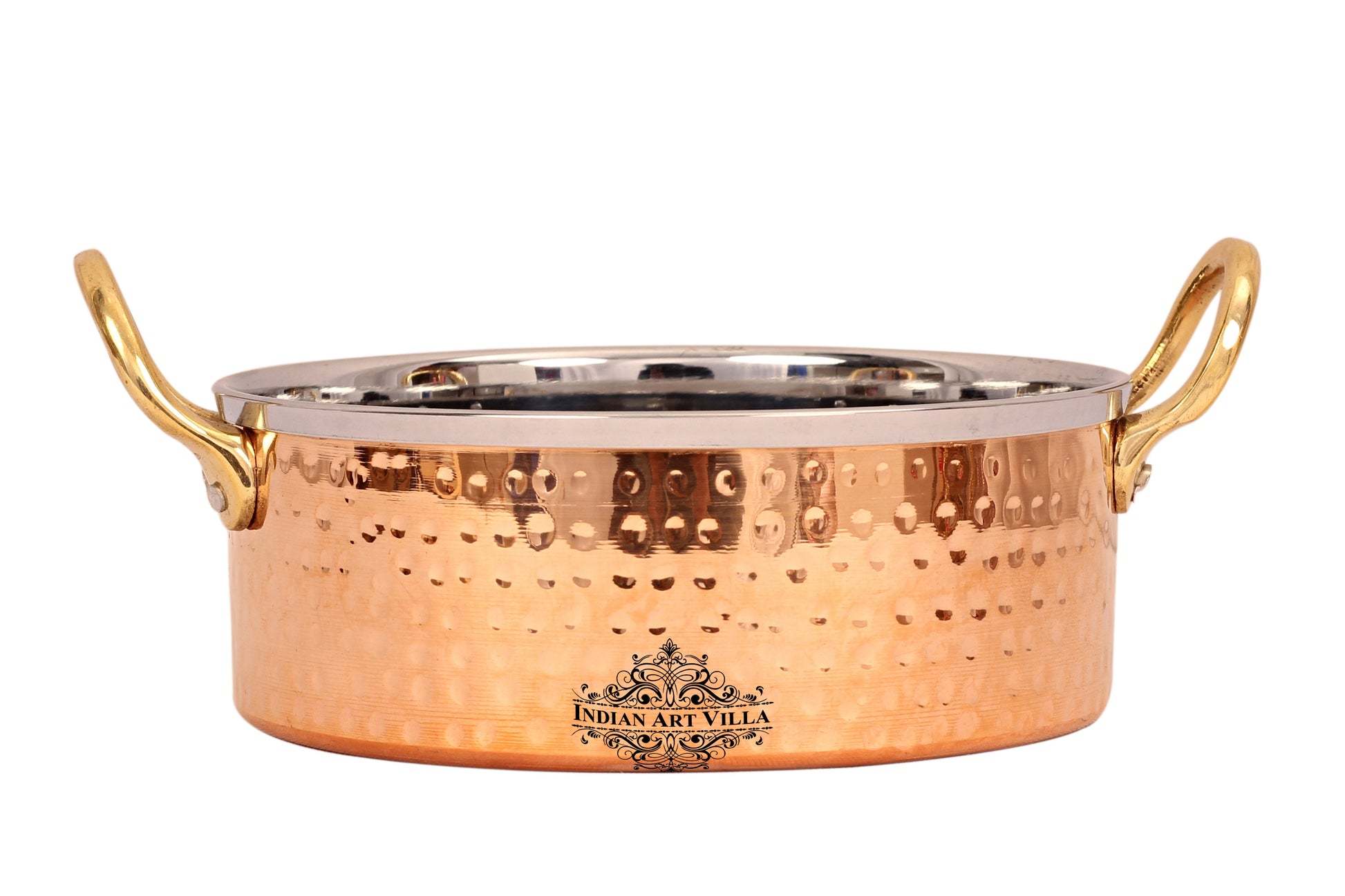 Pure Steel Copper Hammered Design Sauce Pot & Brass Handle
