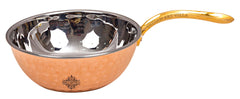 Pure Steel Copper Hammered Serving Pan with Brass Handle
