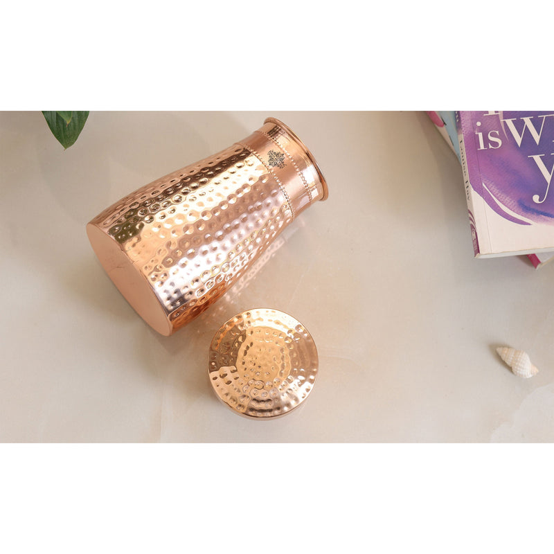 Pure Copper Bedroom Water Bottle with Inbuilt Glass