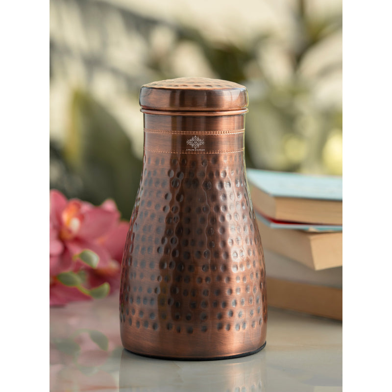 Pure Copper Bedroom Water Bottle with Inbuilt Glass