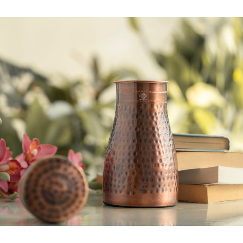 Pure Copper Bedroom Water Bottle with Inbuilt Glass