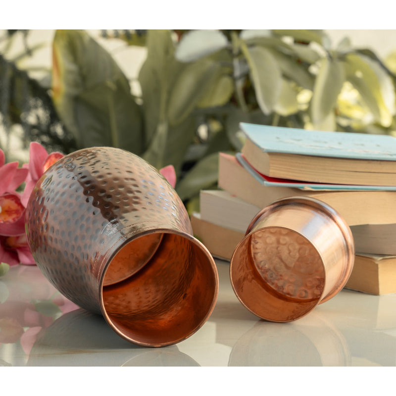 Pure Copper Bedroom Water Bottle with Inbuilt Glass