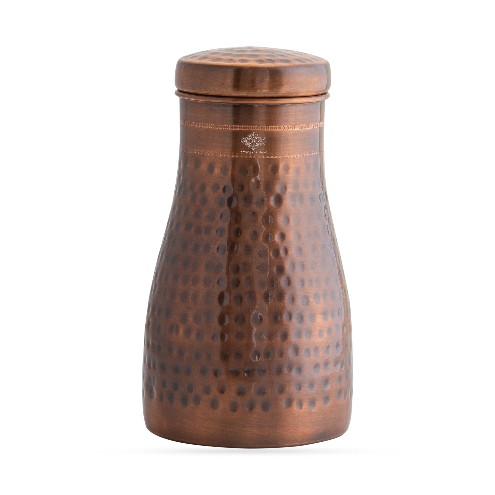 Pure Copper Bedroom Water Bottle with Inbuilt Glass