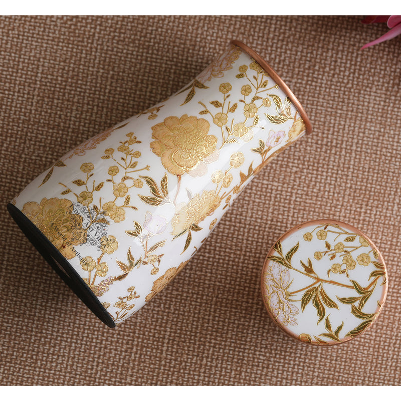Pure Copper Gold Print Luxury Design Bedroom Bottle,  Home Décor, Marble Finish, 950 ml