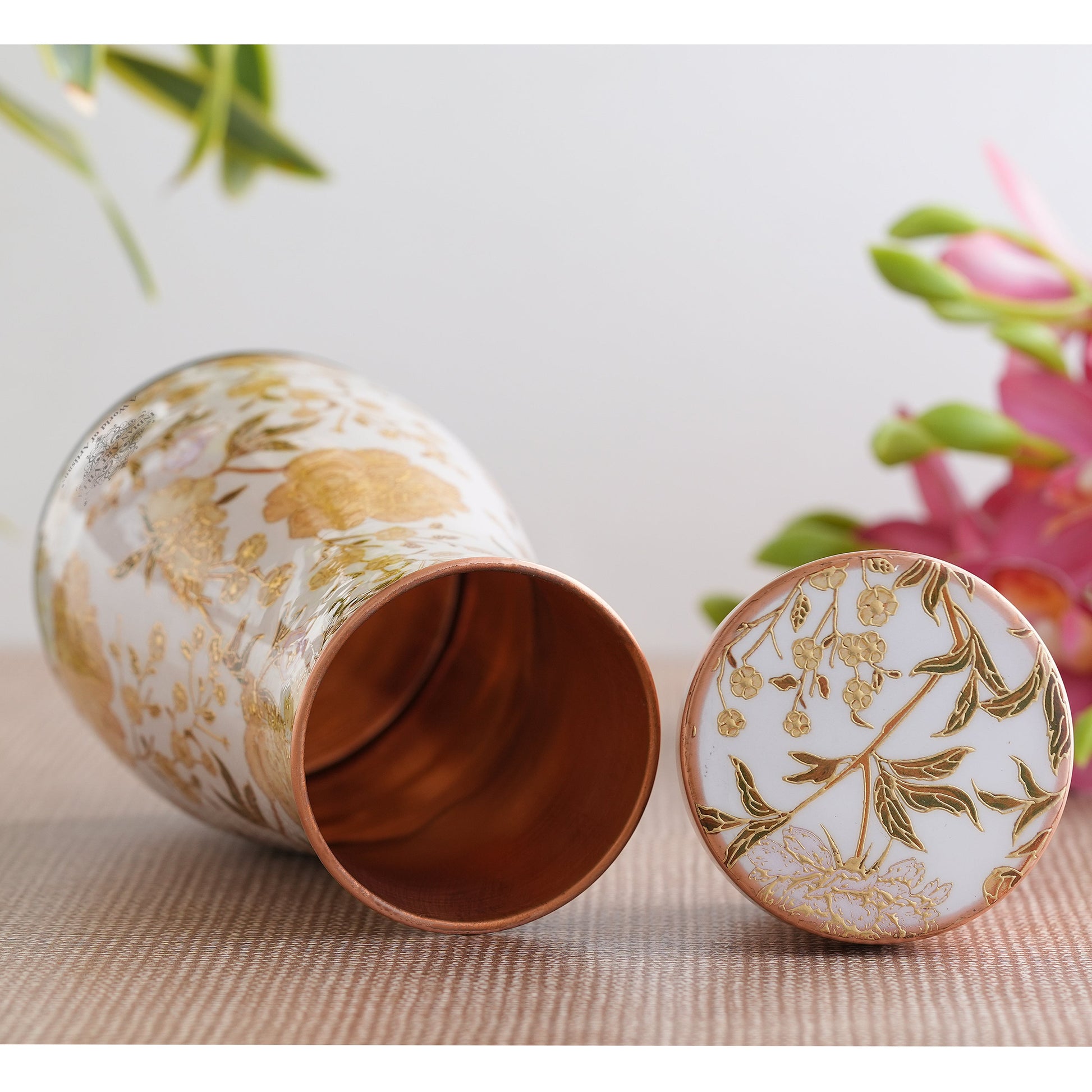 Pure Copper Gold Print Luxury Design Bedroom Bottle,  Home Décor, Marble Finish, 950 ml