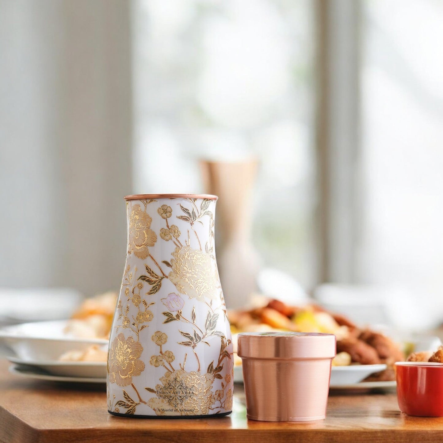 Pure Copper Gold Print Luxury Design Bedroom Bottle,  Home Décor, Marble Finish, 950 ml