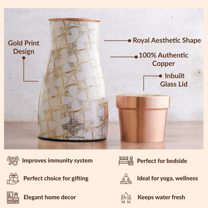 Pure Copper Gold Print Luxury Design Bedroom Bottle,  Home Décor, Marble Finish, 950 ml