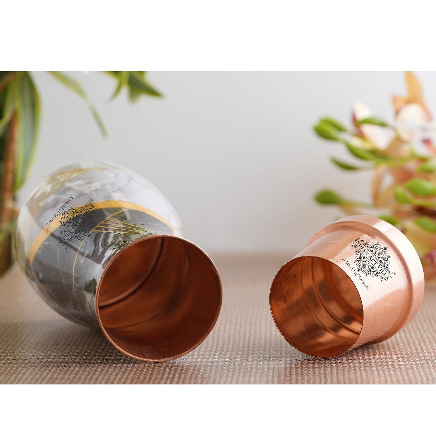 Pure Copper Gold Print Luxury Design Bedroom Bottle,  Home Décor, Marble Finish, 950 ml