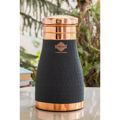 Pure Copper Hammered  Silk Finish Bedroom Bottle with Inbuilt Glass