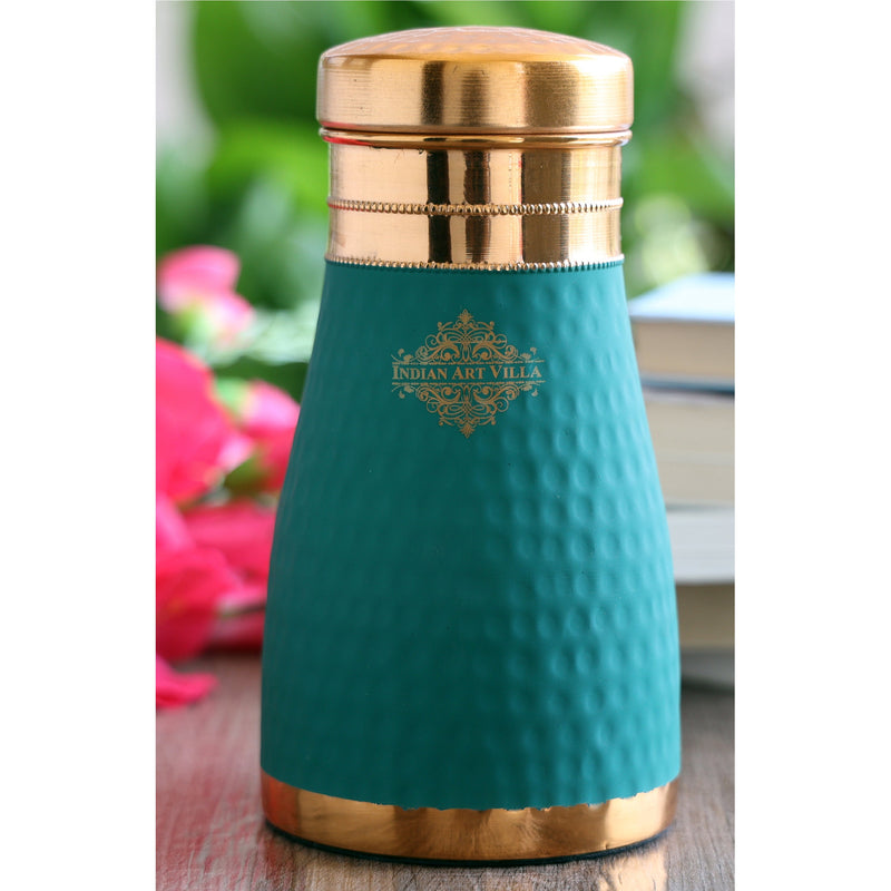 Pure Copper Hammered  Silk Finish Bedroom Bottle with Inbuilt Glass