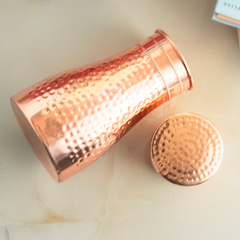 Pure Copper Bedroom Water Bottle with Inbuilt Glass