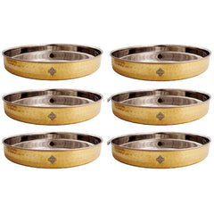 Pure Steel Brass Hammered Designer Plate, Thali, Serveware, Dinnerware, 34.04 cm