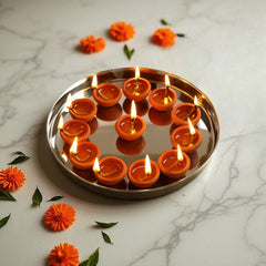 Pure Steel Brass Hammered Designer Plate, Thali, Serveware, Dinnerware, 34.04 cm
