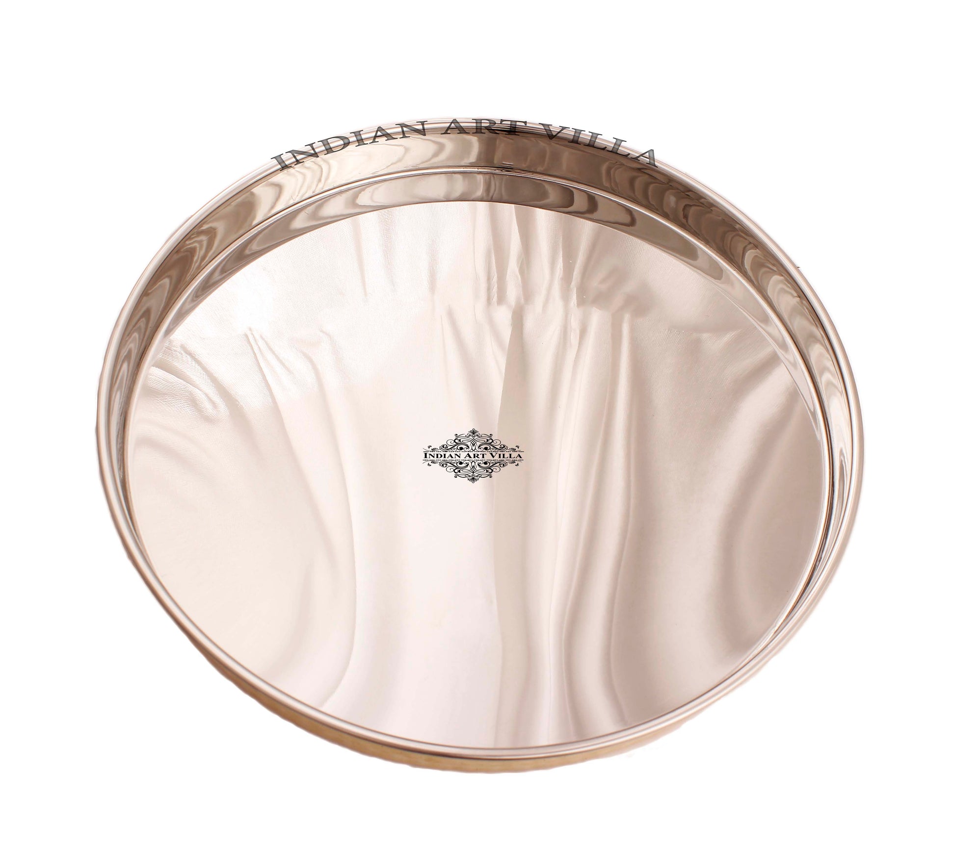 Pure Steel Brass Hammered Designer Plate, Thali, Serveware, Dinnerware, 34.04 cm