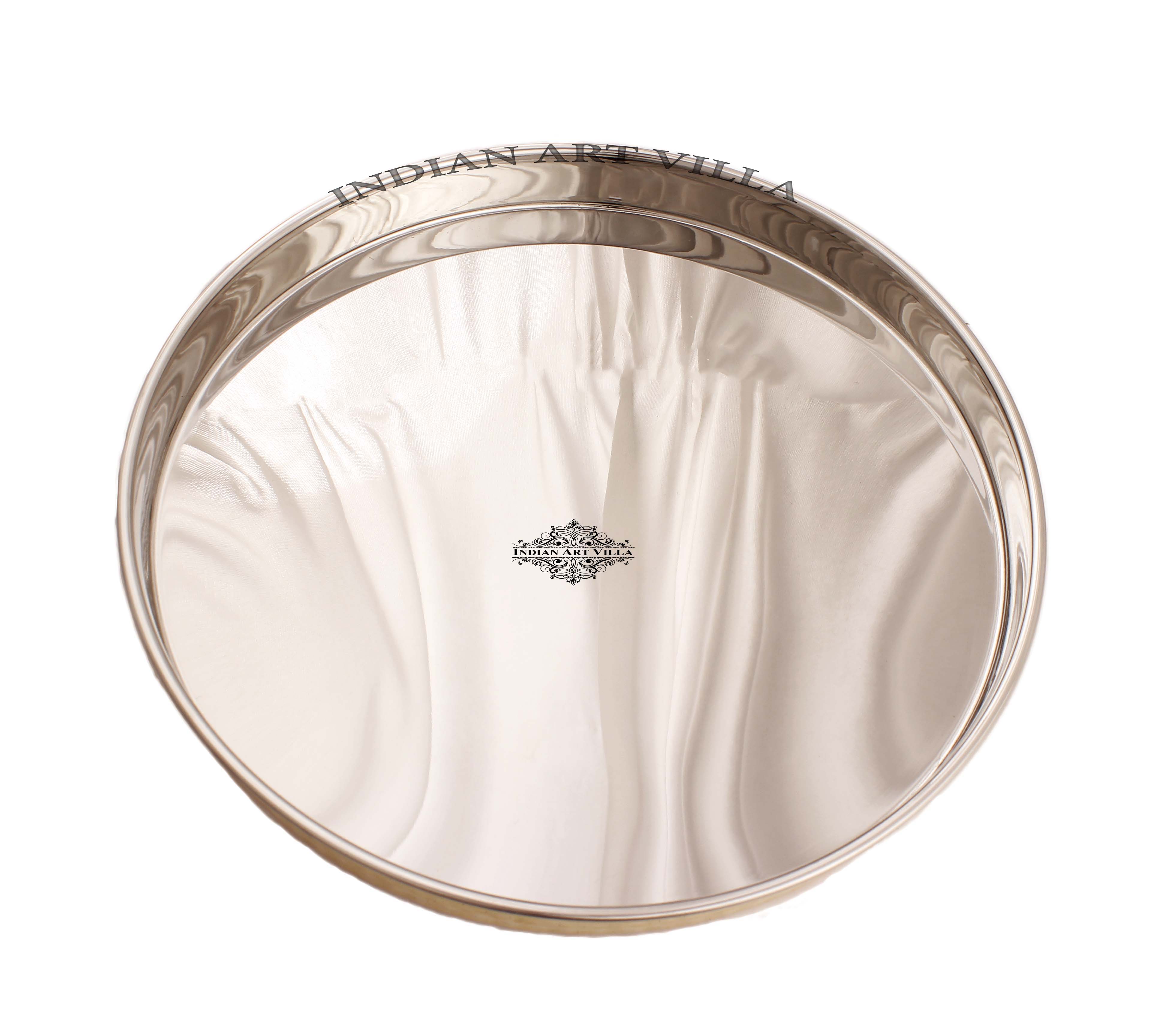 Pure Steel Brass Hammered Designer Plate, Thali, Serveware, Dinnerware, 34.04 cm