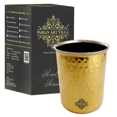 Pure Brass Steel Hammered & Dark Hammered Design Glass Tumbler