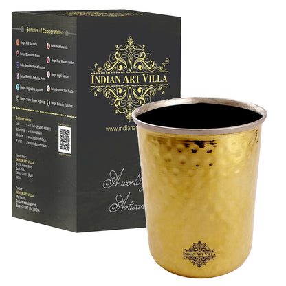 Pure Brass Steel Hammered & Dark Hammered Design Glass Tumbler